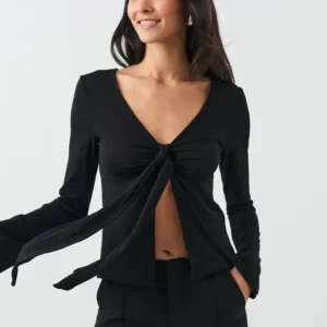 Long Sleeve Knotted Top | Modern Evening Elegance