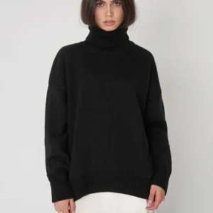Clara - Pull Col Roulé Noir | Élégant | Chaleur Hivernale