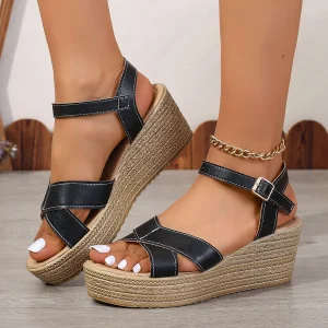 Cross-strap wedge sandals | Casual elegance and comfort