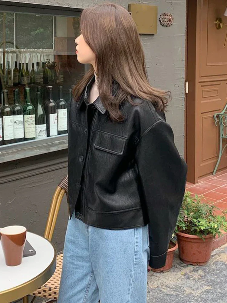 Leather Effect Short Jacket | Minimalist and Urban Style – Image 4