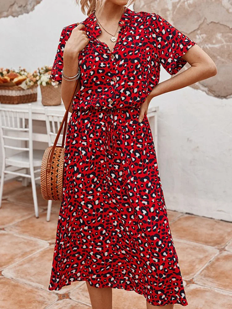 Fraîcheur Bohème | Mi-Long Shirt Dress Spotted Print – Image 8