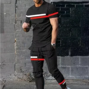 Élan Street | Black Sports Suit with Contrast Stripes