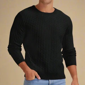 Matias - Pull Tressé à Col Rond | Coton Mélangé | Élégant & Confortable
