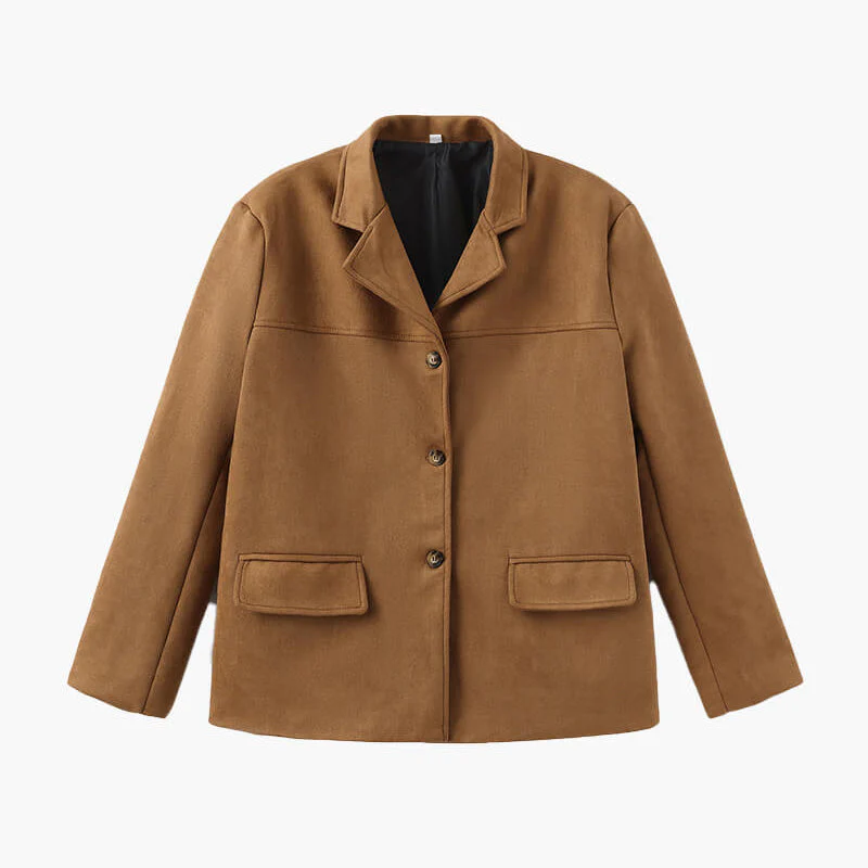 Buttoned Suit Jacket in Synthetic Suede | Classic Elegance – Image 3