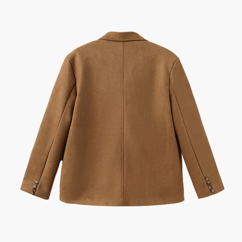Buttoned Suit Jacket in Synthetic Suede | Classic Elegance – Image 4