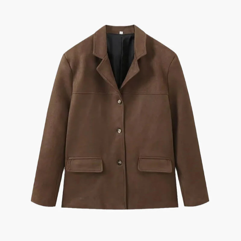 Buttoned Suit Jacket in Synthetic Suede | Classic Elegance – Image 9