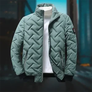 Veste Matelassée Verte | Motif Chevrons | Style Urbain