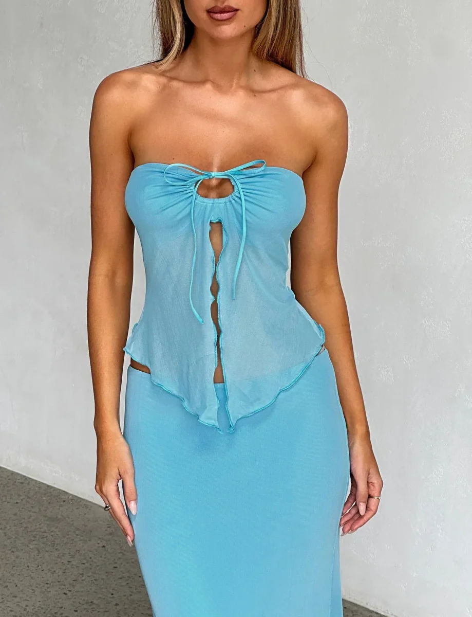 Bandeau & Long Skirt Set | Fraîcheur Céleste – Image 7