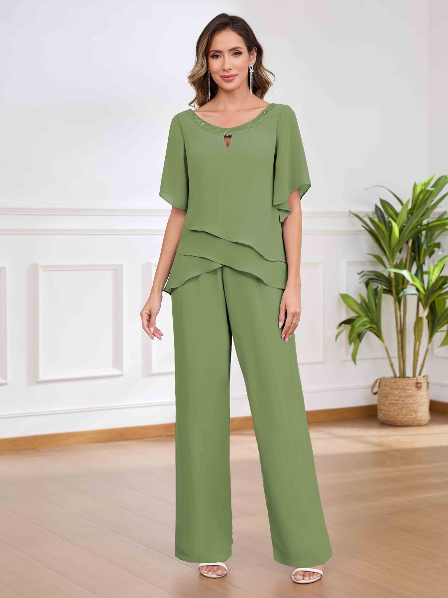 Tailleur-Pantalon Mère De La Mariée À Pailleté 2-Pièces Louisa – Image 4