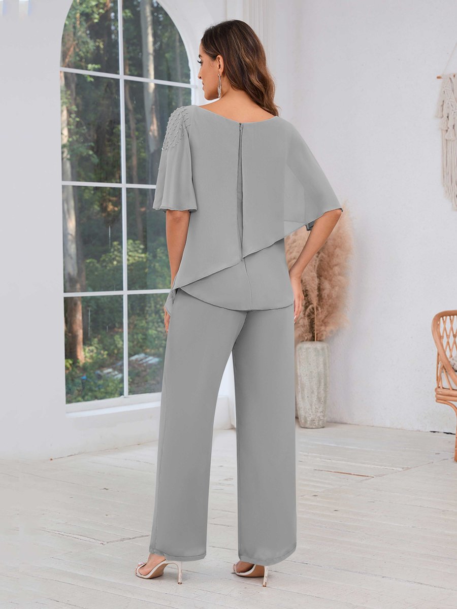 Tailleur-Pantalon Mère De La Mariée En Mousseline À Volants Aviana – Image 9