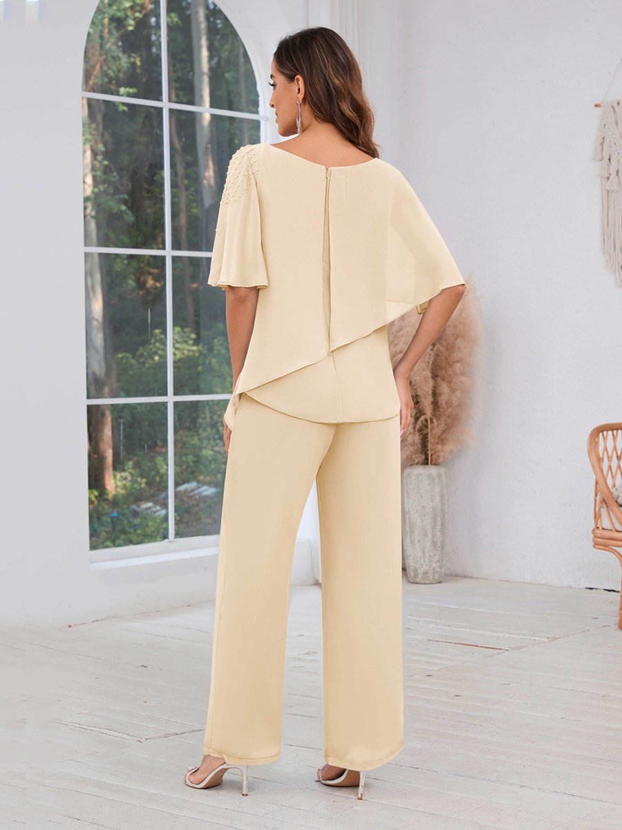 Tailleur-Pantalon Mère De La Mariée En Mousseline À Volants Aviana – Image 6