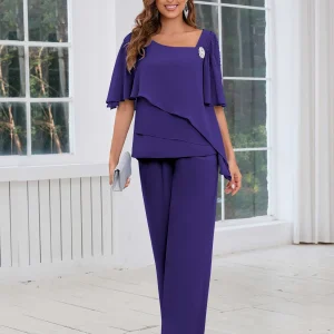 Tailleur-Pantalon Mère De La Mariée En Mousseline À Volants Aviana