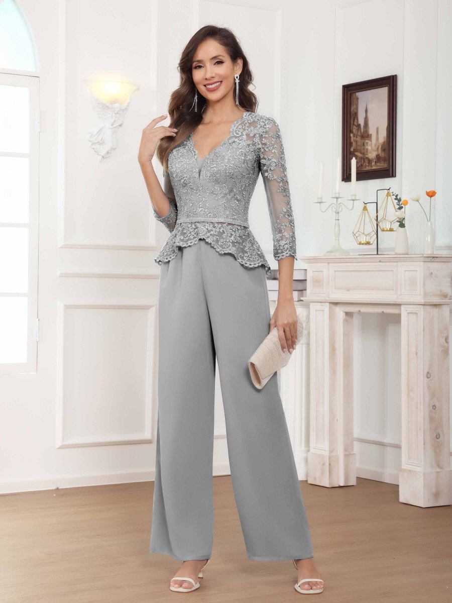 Tailleur-Pantalon 2 Pièces En Mousseline À Perles Dentelle Oriane – Image 4