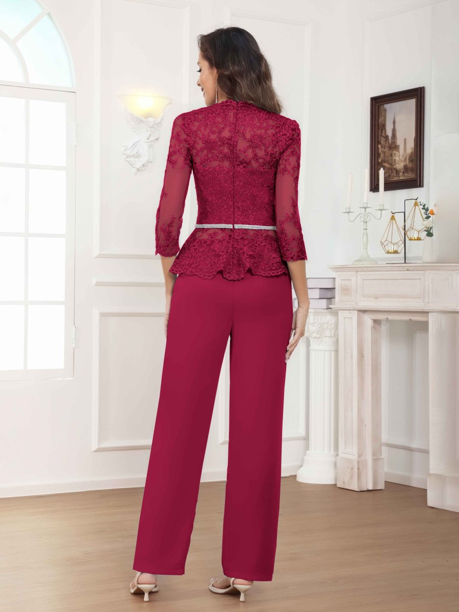 Tailleur-Pantalon 2 Pièces En Mousseline À Perles Dentelle Oriane – Image 3