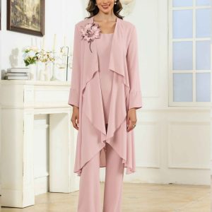 Tailleur-Pantalon Mère De La Mariée 3 Pièces En Mousseline À Volants Hedda