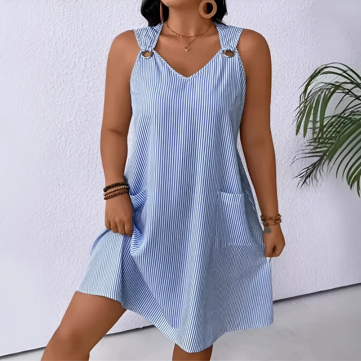 Striped Short Dress with Straps | Fresh and Modern – Image 2