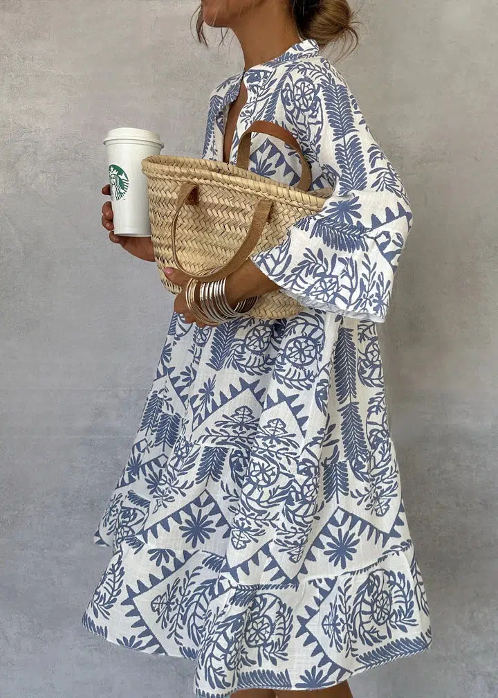 Robe Longue Imprimée Col V | Fraîcheur Bohème et Élégance Décontractée – Image 6