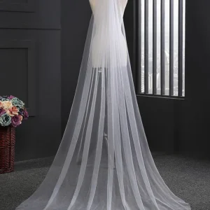 Voile De Mariée En Tulle Simple Et Charmant Une Couche Bord Franc