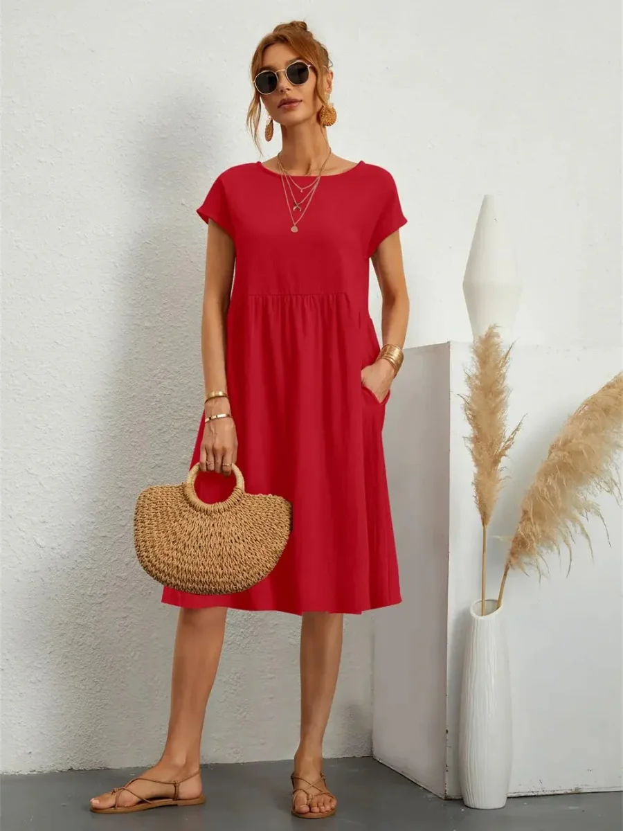Red Summer Dress | Cotton | Comfortable and Timeless – Image 2