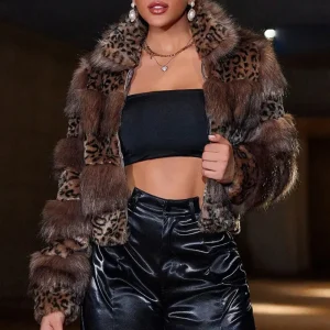 Leopard Short Jacket | Fur Effect | Glamorous and Trendy Look