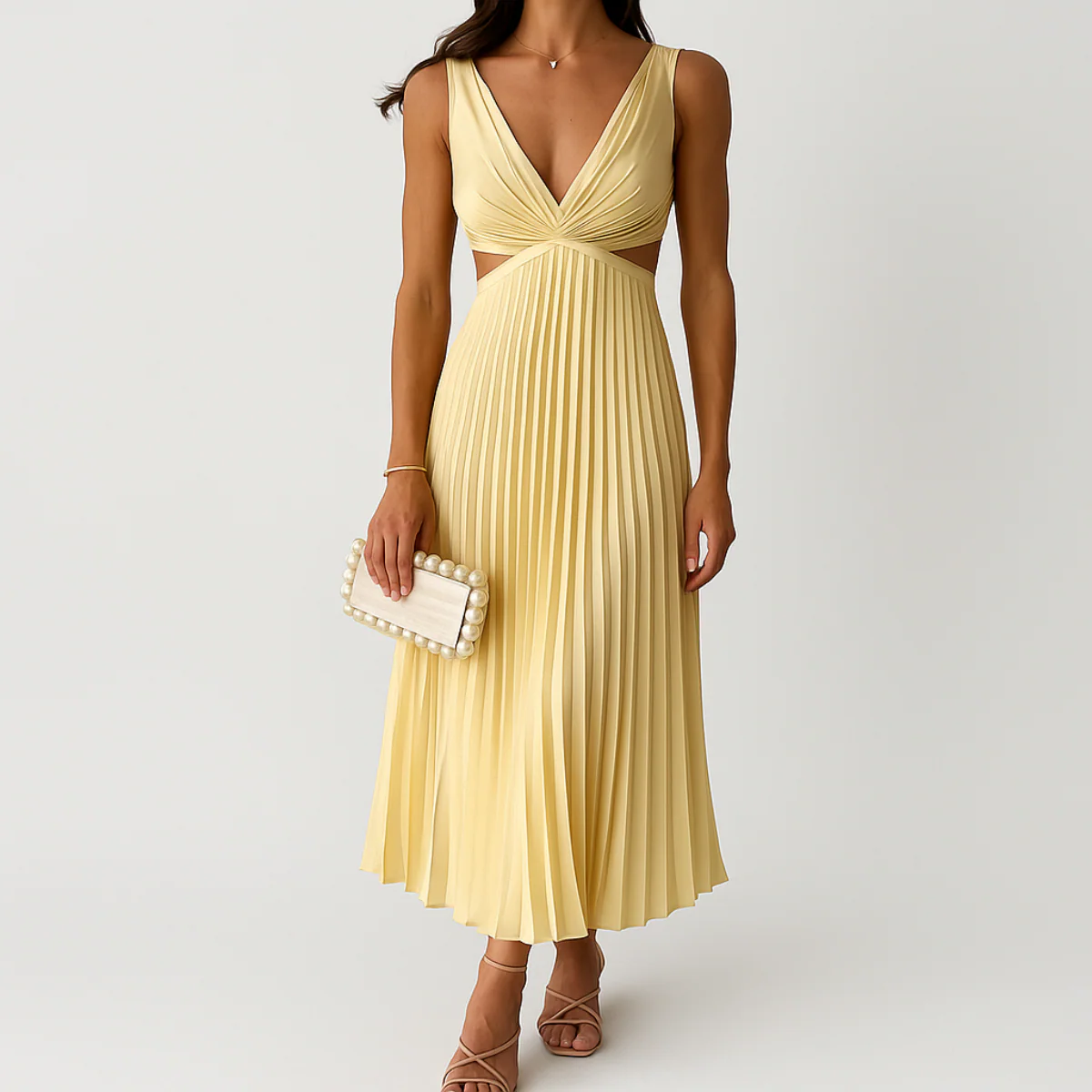 Sophie | Robe Plissée | Élégance & Raffinement | Tissu Satiné – Image 2