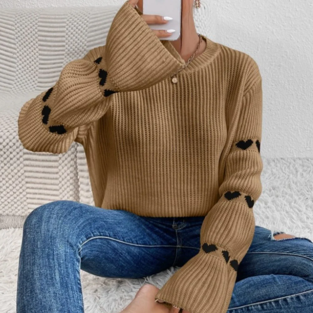 White Sweater with Red Hearts | Cotton | Soft, Oversized and Fancy – Image 3