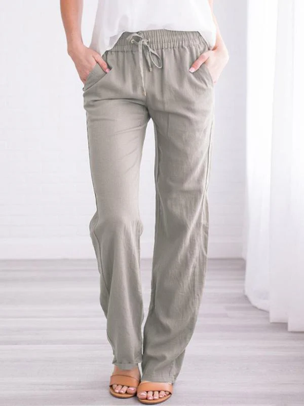 Pantalon Droit | Lin Léger | Taille Élastique & Cordon – Image 6