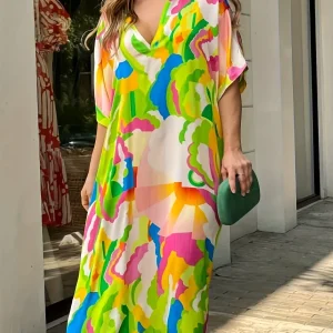 Robe Kaftan Longue Multicolore | Esprit Estival et Énergie Vibrante