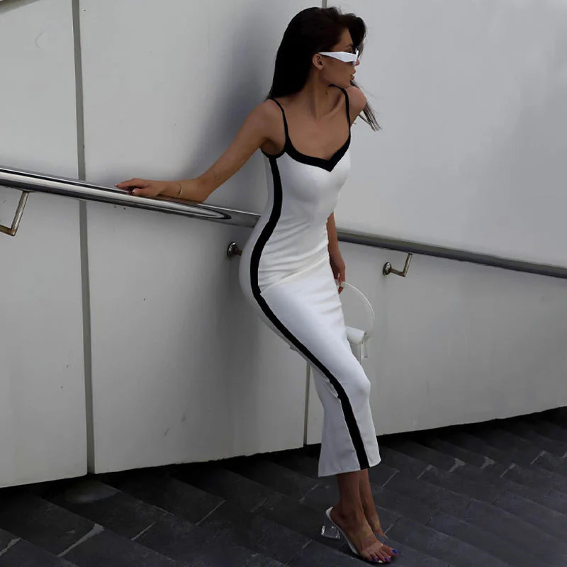 Contrast Midi Dress | Sculpted Silhouette and Minimalist Modernity – Image 2