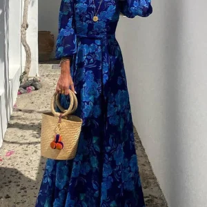 Elegant and airy floral off-the-shoulder long dress