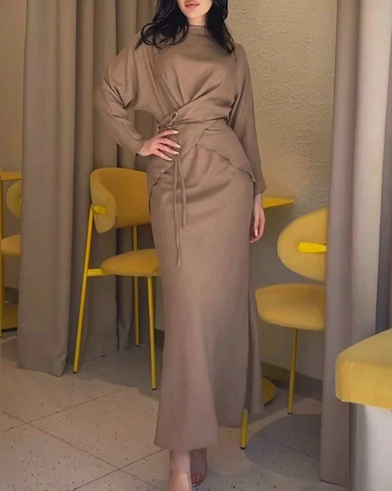 Robe Longue Ceinturée | Coton | Élégante et Minimaliste – Image 2