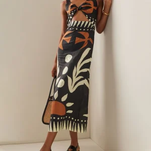 Bohemian Maxi Dress | Tribal Print | Front Cutout