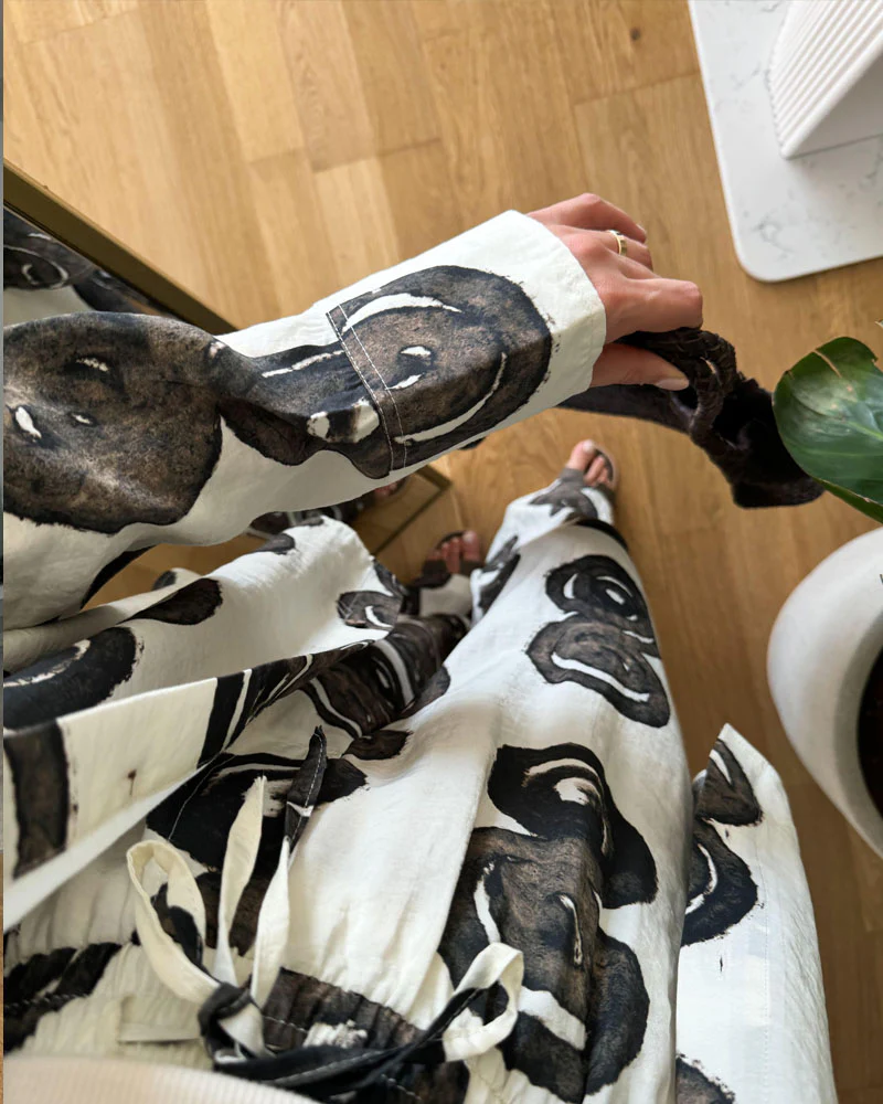 Ensemble Lin Imprimé | Chemise & Pantalon Large | Artistique & Aéré – Image 7