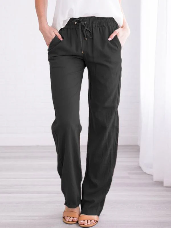 Pantalon Droit | Lin Léger | Taille Élastique & Cordon – Image 3