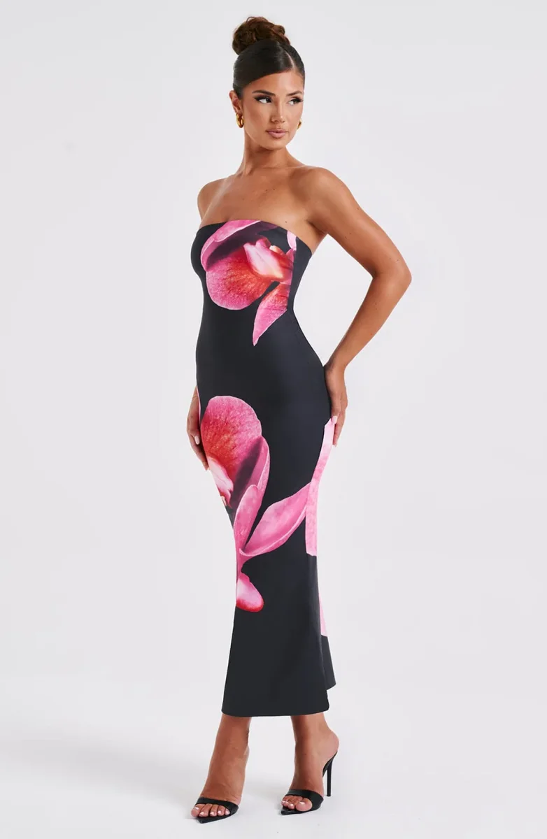 Robe Longue Bustier | Élégante & Audacieuse | Imprimé Floral – Image 8