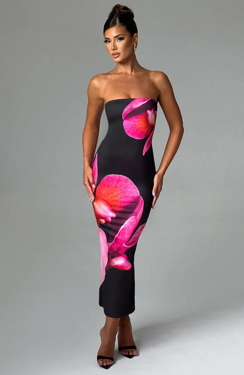 Robe Longue Bustier | Élégante & Audacieuse | Imprimé Floral – Image 5