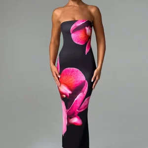 Robe Longue Bustier | Imprimé Floral | Élégance & Glamour