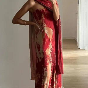 Robe Longue Abstraite | Viscose | Drapée et Asymétrique