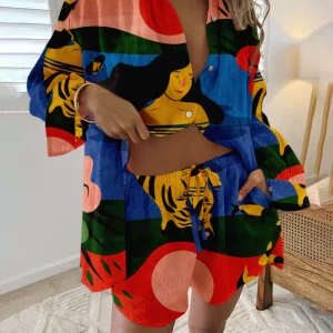 Ensemble Color Block Artistique | Lin | Audacieux & Confortable