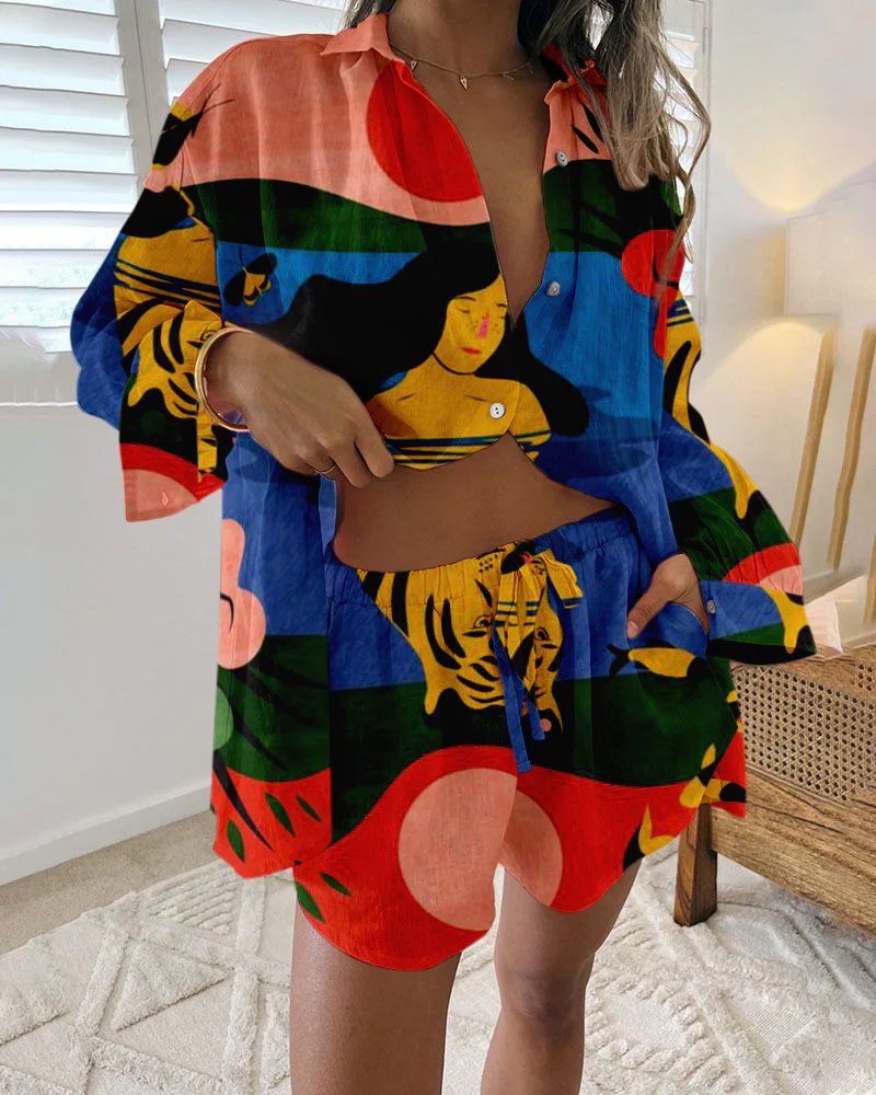 Ensemble Color Block Artistique | Lin | Audacieux & Confortable – Image 2