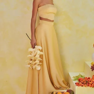 Set Satin Bustier & Long Skirt | Viscose | Elegant Radiance and Summer Fluidity