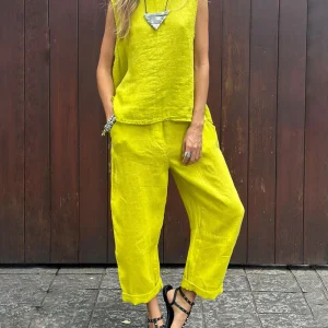 Ensemble Lin Femme | Jaune Citron | Léger, Ample et Estival