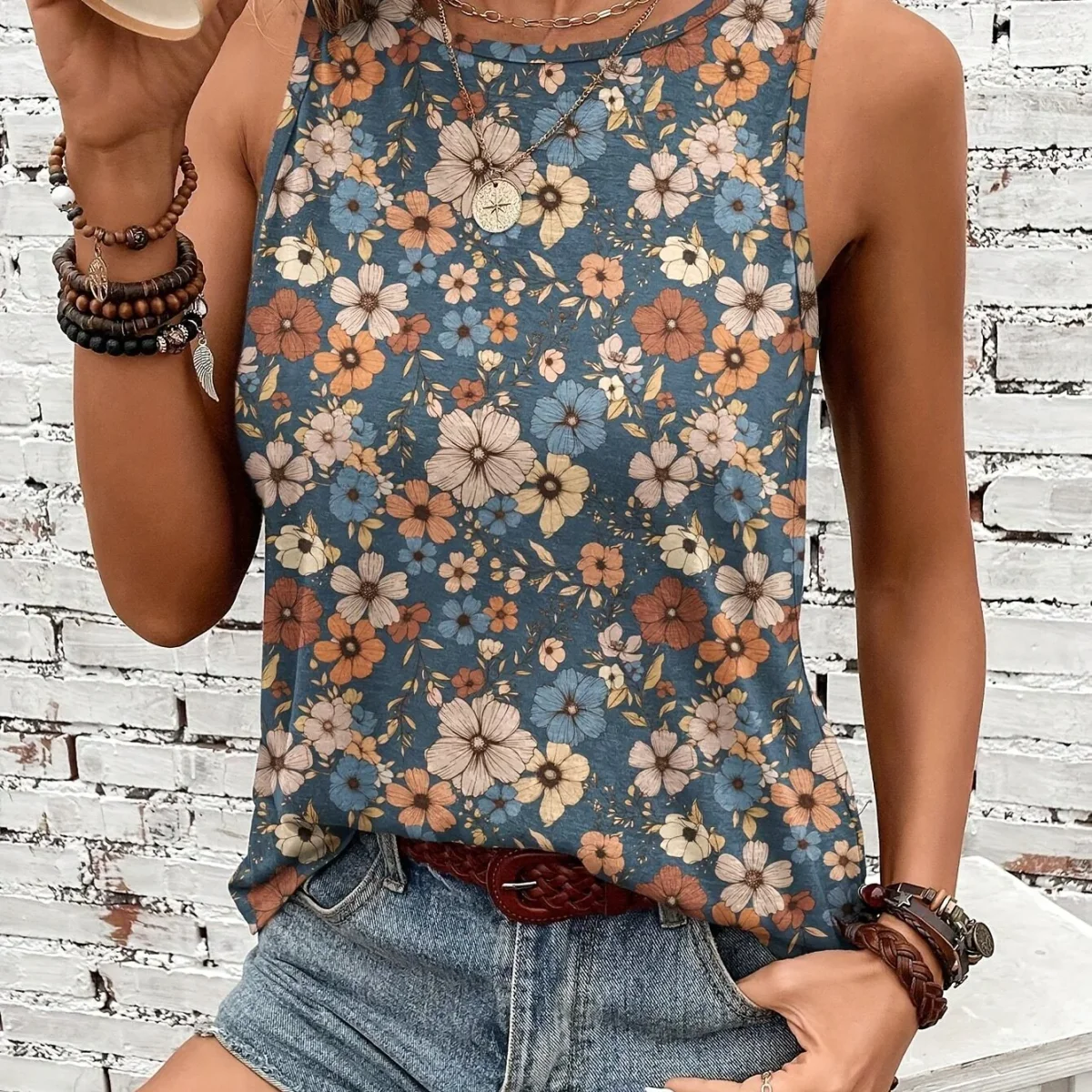 Wild Flower | Vintage Floral Print Sleeveless Top – Image 3
