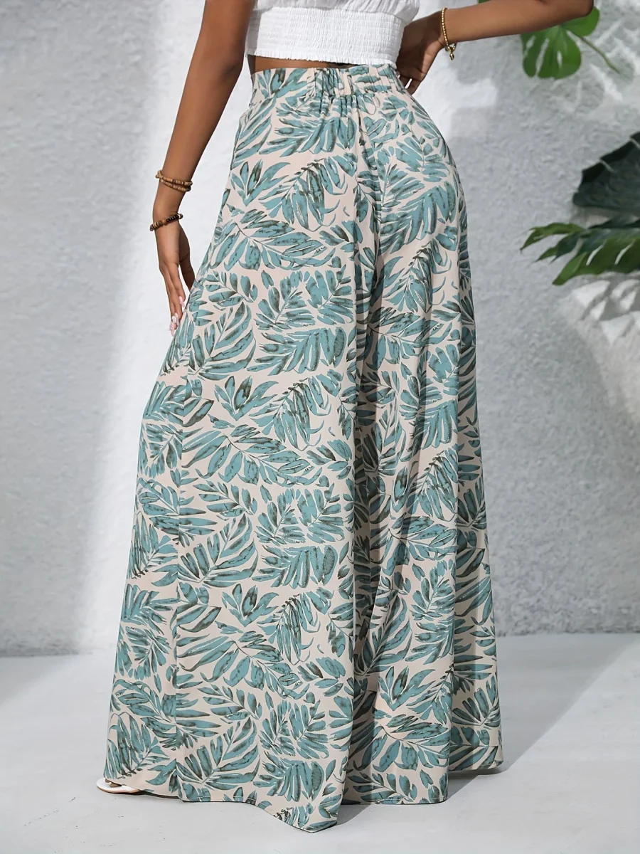 Leaf Print Wide Leg Pants | Light and Summery – Image 4