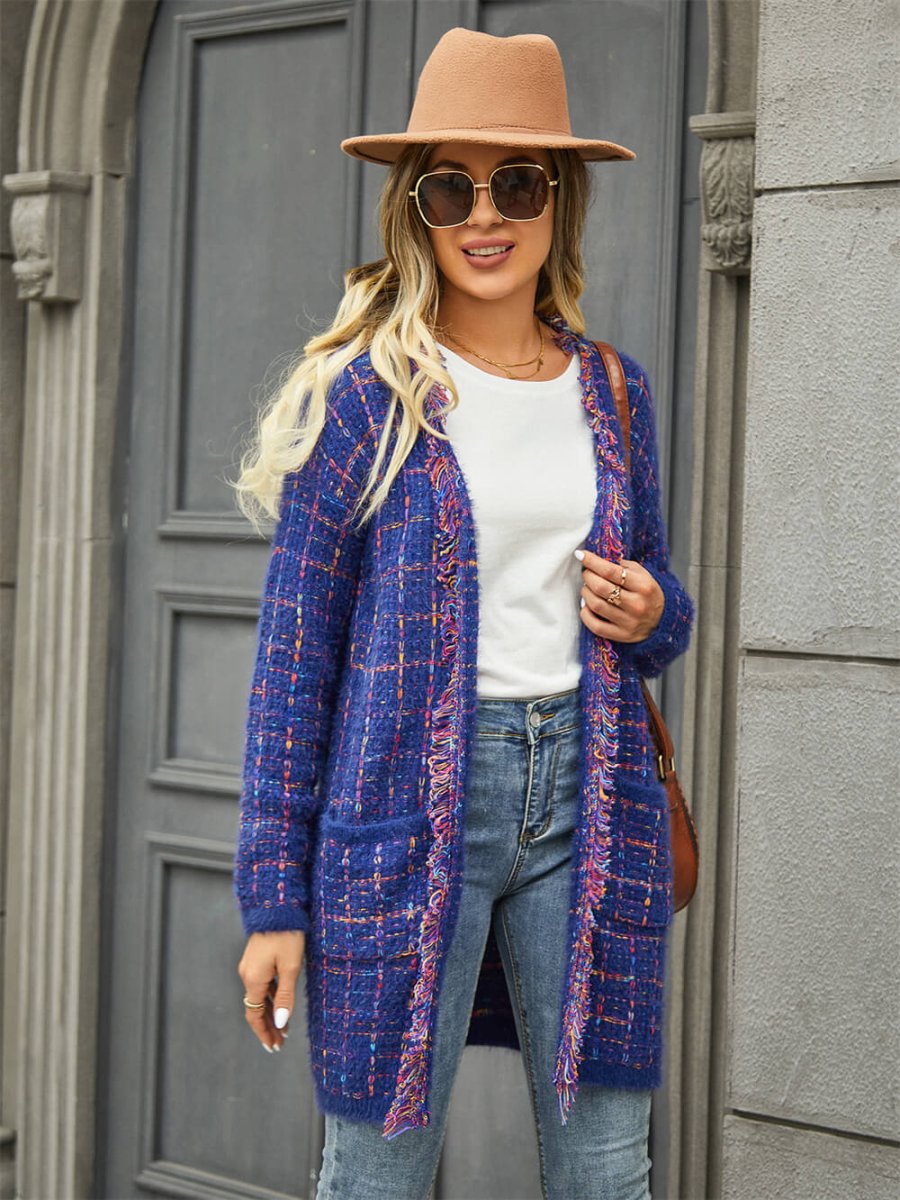 Cardigan Tendance Parisienne | Long with woven yarns and frayed trim – Image 5
