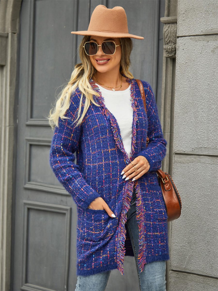 Cardigan Tendance Parisienne | Long with woven yarns and frayed trim – Image 6