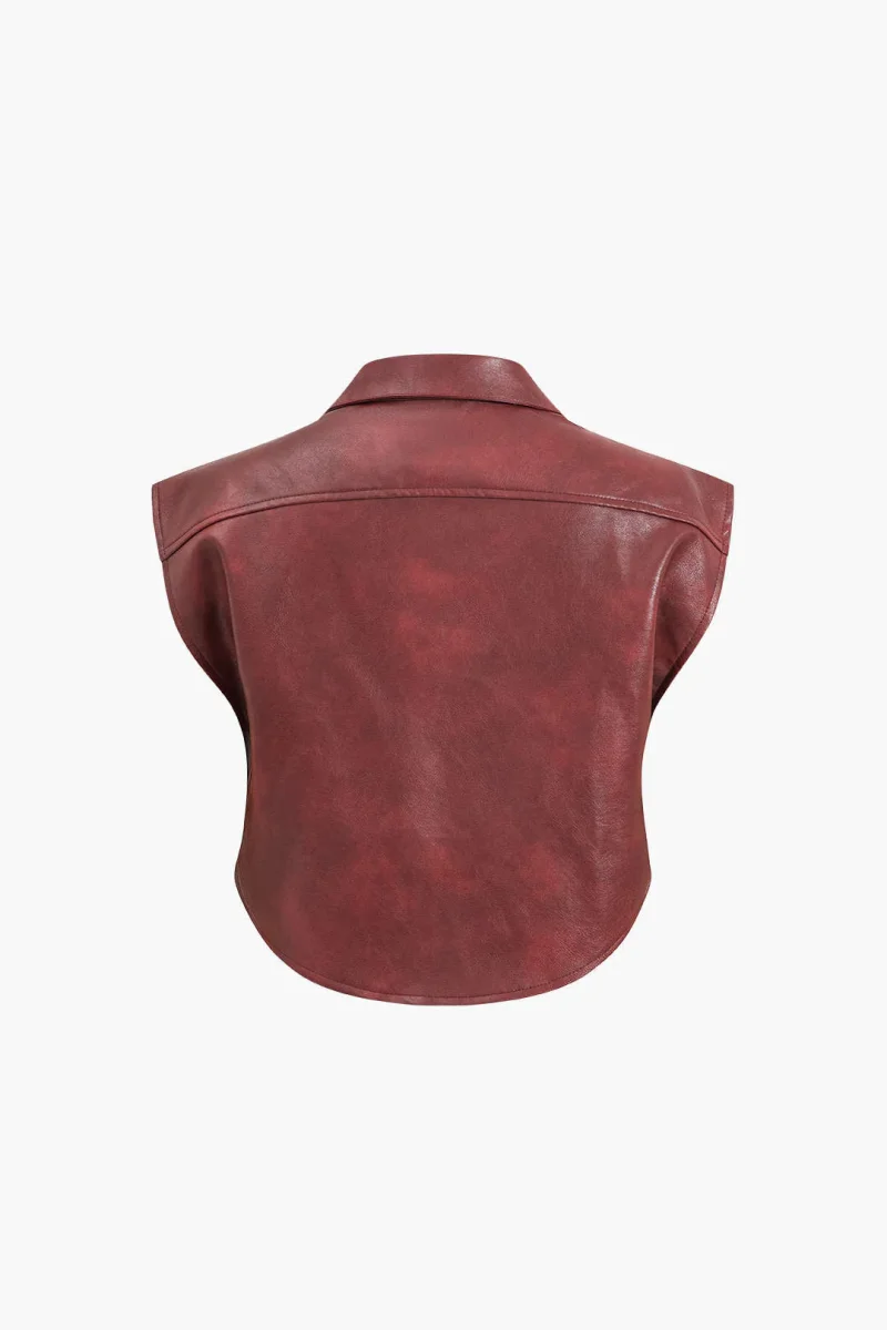 Sleeveless leather-effect top with press studs | Attitude Moderne et Design Structuré – Image 8