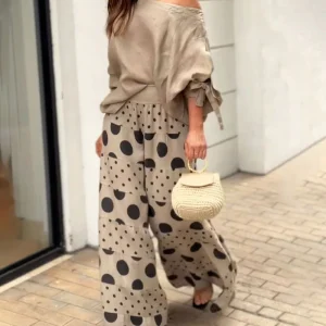 Ensemble Décontracté Lin  à Pois | Élégance Bohème