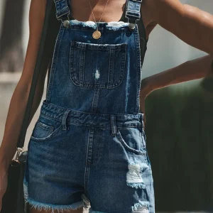 Salopette Courte en Jean | Coton | Décontractée et Tendance