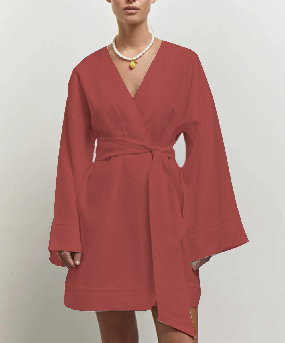 Robe Portefeuille Courte | Coton | Minimaliste – Image 4